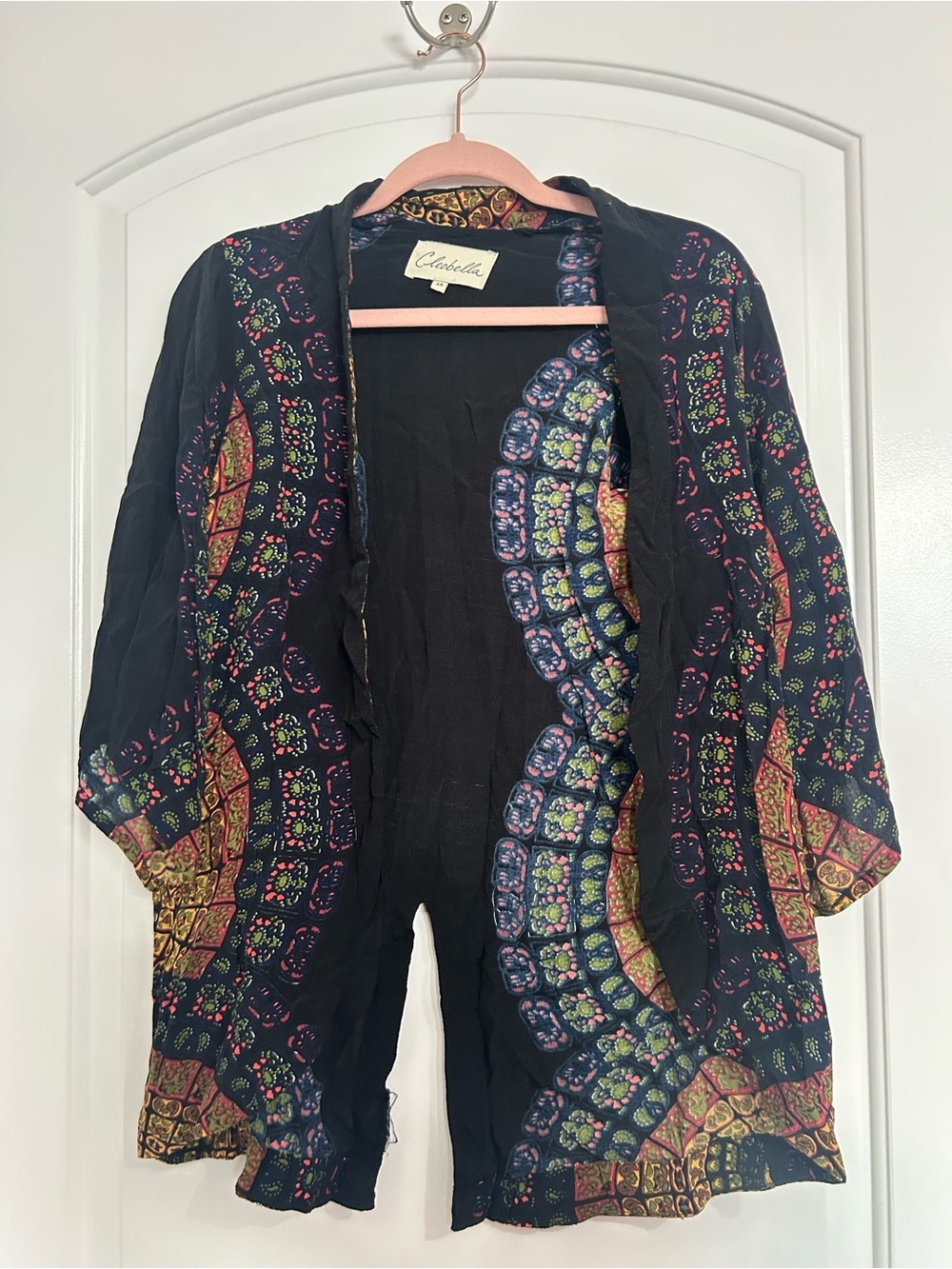 Cleobella Radial Print Open Front Kimono size XS boho chic festival 70s retro